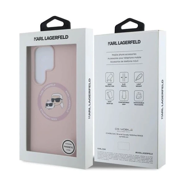 Karl Lagerfeld Liquid Silicone K&CH Heads MagSafe kryt Samsung Galaxy S25 Ultra růžový - Pouzdra - Obrázek d9ad18e2327f49f7a63c90b78e361725