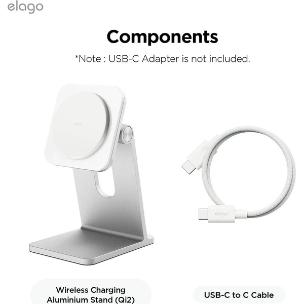 ELAGO Wireless Charging Aluminium Stand Qi2/MagSafe nabíjecí stojánek 15W bílý - Nabíječky - Obrázek d_044fe9e84ec34c699061d1e892411bc5
