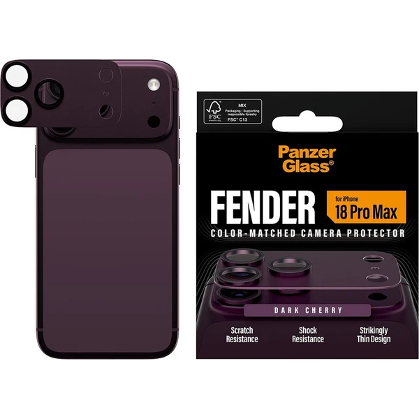 PanzerGlass FENDER hliníková ochrana fotoaparátu iPhone 18 Pro Max Dark Cherry (fialový) - Ochranné folie a skla - Obrázek d_099735133d4540c6ae086799e538152b