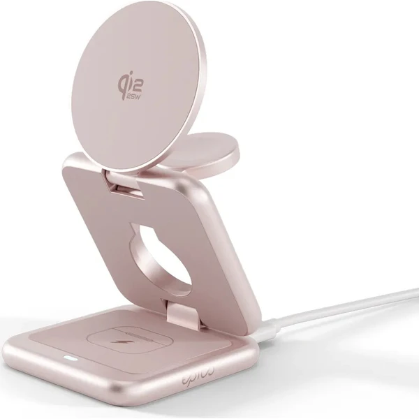 Epico UltraBase Qi2 MagSafe 25W 3v1 Fold kovový Mag+ bezdrátový nabíjecí stojánek růžový - Nabíječky - Obrázek d_0d898d6da8a34c59bdcf0590cbef056d