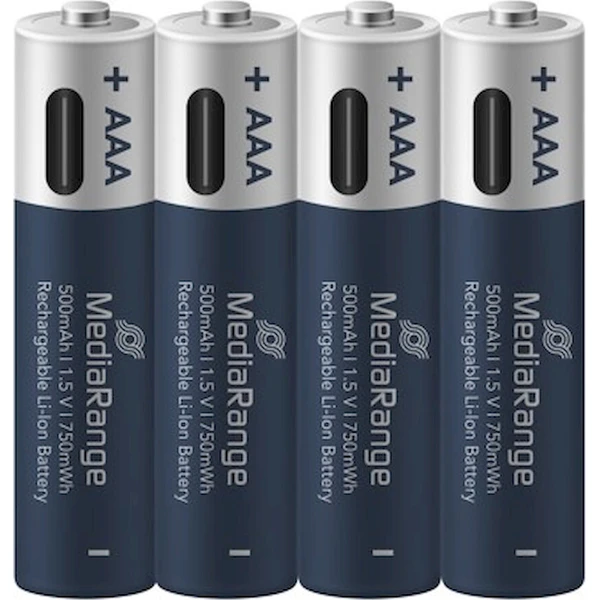 MediaRange nabíjecí USB-C Li-Ion baterie Micro AAA 1,5V 500 mAh 4ks - Baterie - Obrázek d_10998347366e4e0dbedfc297406a15f5