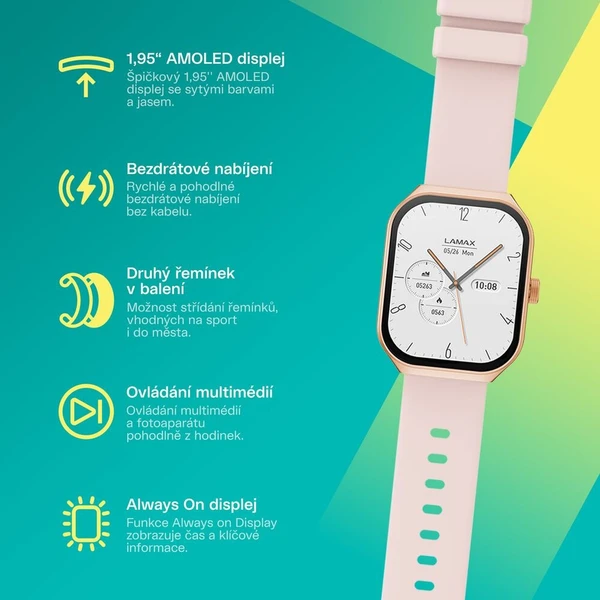 LAMAX Flow AMOLED chytré hodinky zlatorůžové - Chytré hodinky - Obrázek d_188a14c9707245698cb94fc2c6f57f37