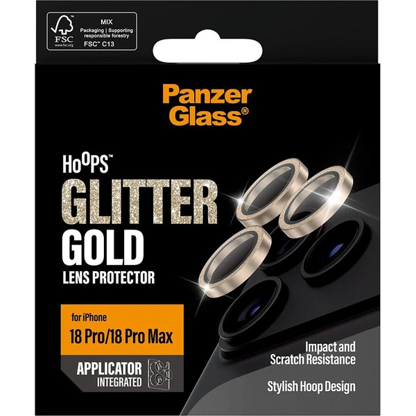 PanzerGlass Hoops ochranné kroužky Apple iPhone 18 Pro/Pro Max třpytivě zlaté - Ochranné folie a skla - Obrázek d_1b2f1b9dbb824619a61bf2fb70ade71a