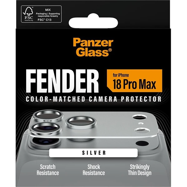 PanzerGlass FENDER hliníková ochrana fotoaparátu iPhone 18 Pro Max Silver (stříbrný) - Ochranné folie a skla - Obrázek d_224b03a929594c259792bdd54c43d77d