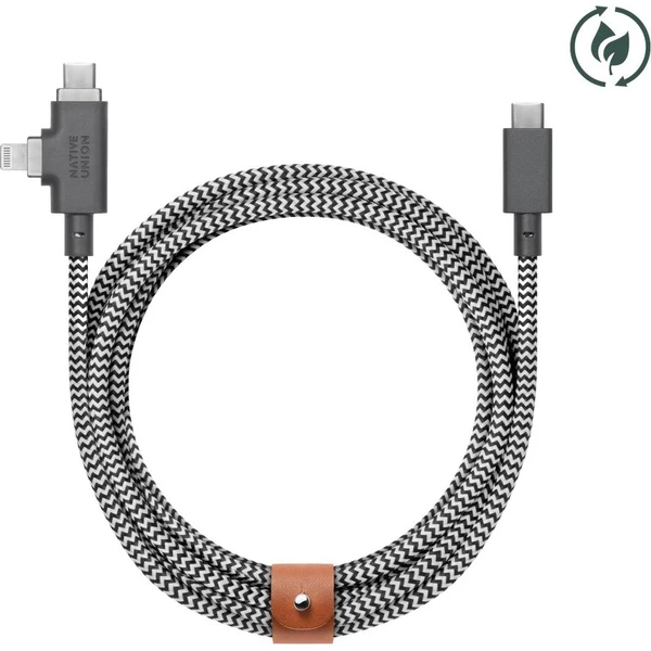 Native Union Belt Cable Duo Pro USB-C/USB-C/Lightning kabel 2,4m, 240W zebra - Kabely a redukce - Obrázek d_261b591799bc4d7990be1693783c3497