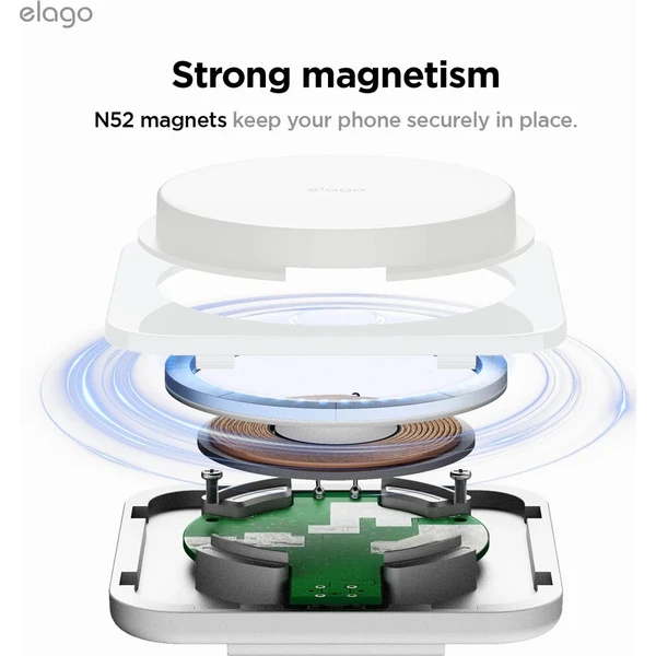 ELAGO Wireless Charging Aluminium Stand Qi2/MagSafe nabíjecí stojánek 15W bílý - Nabíječky - Obrázek d_26b191378f824dacb9919265e3764b57