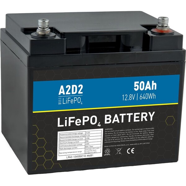A2D2 baterie LiFePO4 12,8V 50Ah M6