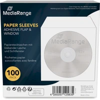 MediaRange obálka papír se zalepovací klopou a okénkem 100ks - Obaly na disky