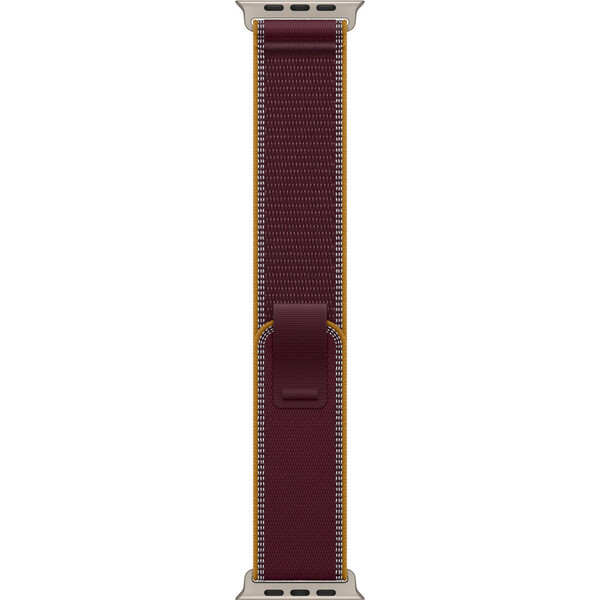 Apple Watch 49/46/45/44mm burgundy red trail loop in natural titanium S/M