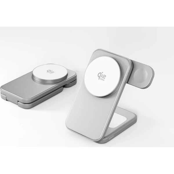 Spello ForceBase Qi2 25W 3in1 Fold MagSafe nabíjecí stojánek stříbrný - Nabíječky - Obrázek d_30bd476c8aca48aba498957e4c19b3db