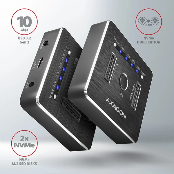 AXAGON Dokovací stanice pro 2x M.2 NVMe - USB-C 3.2 Gen 2 - Externí boxy - Obrázek d_35944604034b49efaf2f1e35a77d558f