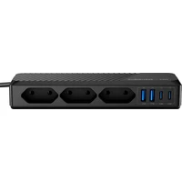 Cubenest PowerStrip SlimLine prodlužovací kabel (2xUSB-A, 2xUSB-C) 33W černý - Nabíječky