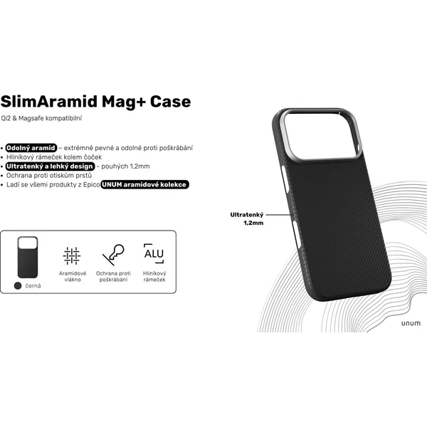 UNUM by Epico SlimAramid Mag+ MagSafe kryt iPhone 17 Pro - Pouzdra - Obrázek d_3b69e2d932924e04a539e7d5ee5200fa