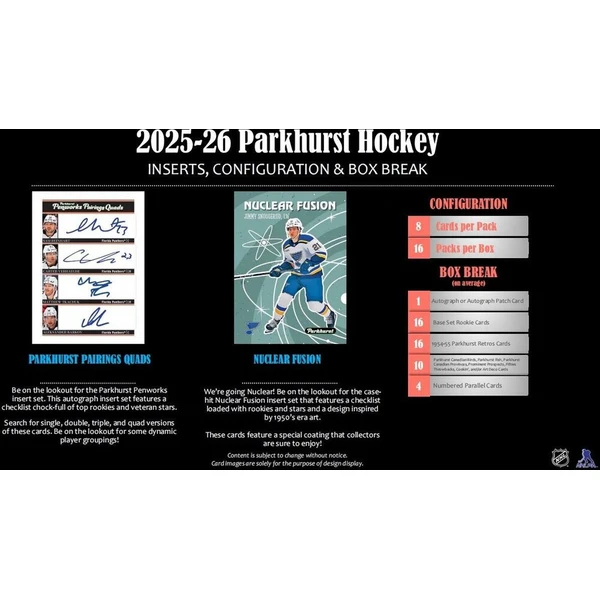 Hokejové karty 2025-26 Upper Deck Parkhurst Hockey Hobby Box - Hokejové karty - Obrázek d_42510431e4ca4ed6af336e04b1143d38