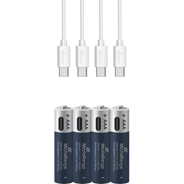 MediaRange nabíjecí USB-C Li-Ion baterie Micro AAA 1,5V 500 mAh 4ks - Baterie - Obrázek d_42586111997a48c0842927ff6be1e36b
