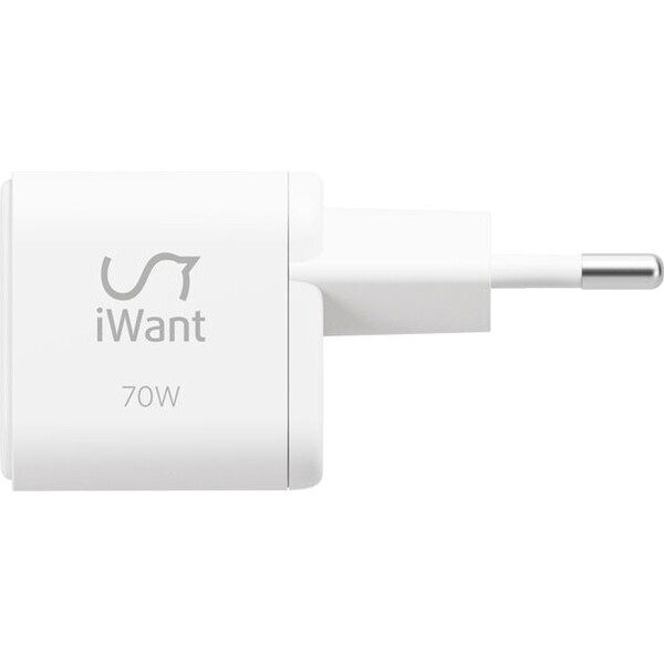 iWant UltraBoost Micro AVS GaN 70W dynamický síťový adaptér bílý Bílá