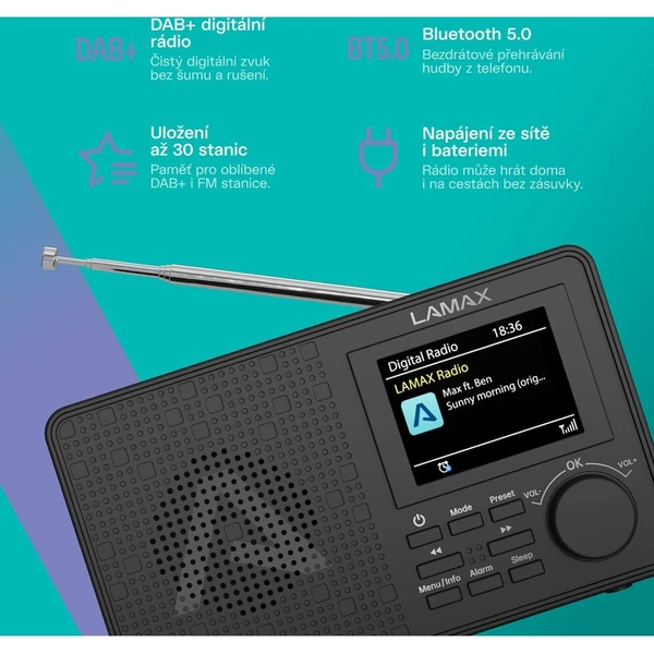 LAMAX RadioVox1 DAB rádio černé - Rádia - Obrázek d_577327f685d64a6d9c3998f41bca4bac