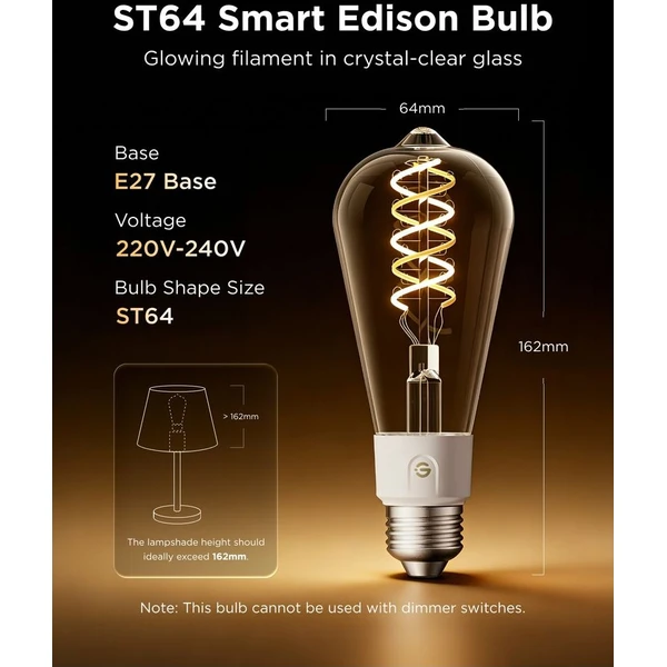 Govee Smart žárovka ST64 RGBWW 5W-40W 500lm E27 Long Life, Matter (2ks) - Žárovky - Obrázek d_57d0e20d46f24b89b107acf6381d639d