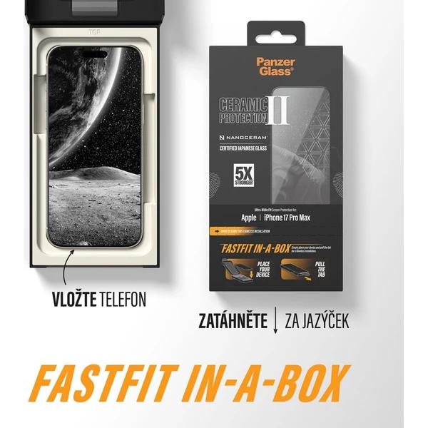 PanzerGlass® Ceramic II sklo Apple iPhone 17 Pro Max s bezprašným instalačním boxem - Ochranné folie a skla - Obrázek d_5a82f0875af84edb98964a5fed15d692