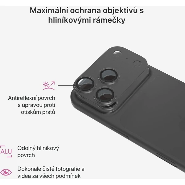 iWant Aluminium AntiReflective Lens & Island hliníkový rámeček pro iPhone 18 Pro černý - Ochranné folie a skla - Obrázek d_5c94e638c4764ec39a4846b50db3a85c