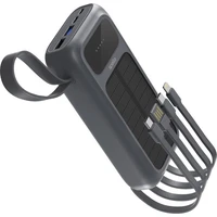 Spello ForcePack 5in1 20000mAh solární powerbanka se 4 integrovanámi kabely SP25 | šedá - Powerbanky