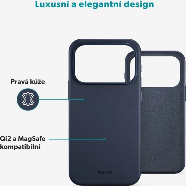 Epico Leather Pro Mag+ MagSafe/Qi2 kožený kryt iPhone 17 Pro/18 Pro modrý - Pouzdra - Obrázek d_60fb1cdf2a0b464d8a065238408270e3