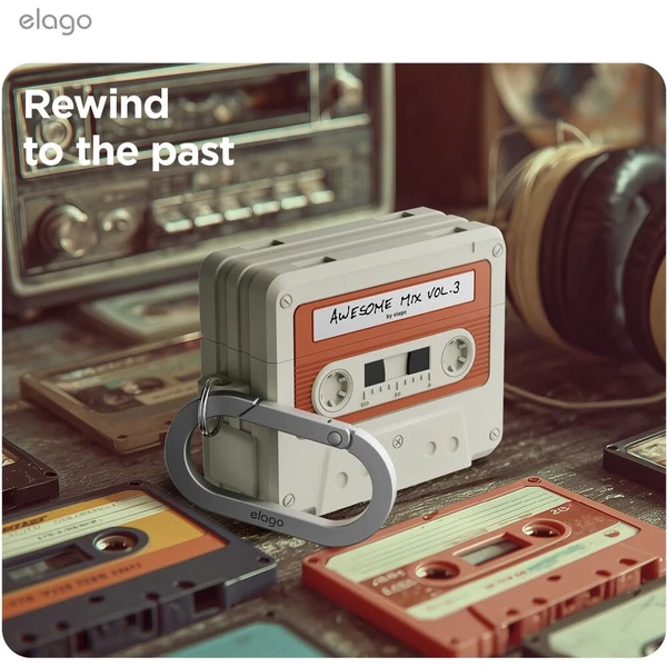 ELAGO Cassette TAPE pouzdro AirPods Pro 3 béžové - Pouzdra - Obrázek d_62b66c65f4644032abce5ff3d4f972ab