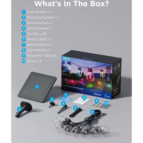 Govee RGBICW Smart solární zahradní řetěž z 8 žárovek - Chytrá osvětlení - Obrázek d_633844c328944f588cb0221a9f7197a8