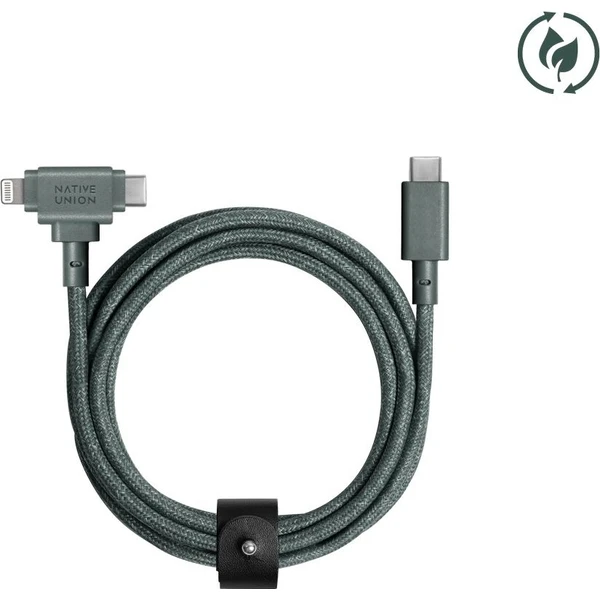 Native Union Belt Cable Duo USB-C/USB-C/Lightning kabel 1,5m, 60W zelený - Kabely a redukce - Obrázek d_64d195c07260436f845f8af95cfc7165