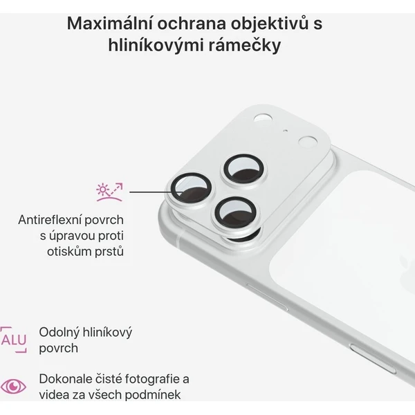 iWant Aluminium AntiReflective Lens & Island hliníkový rámeček pro iPhone 18 Pro stříbrný - Ochranné folie a skla - Obrázek d_6a194bb39a424dc8b088ab25e1ce1ca4