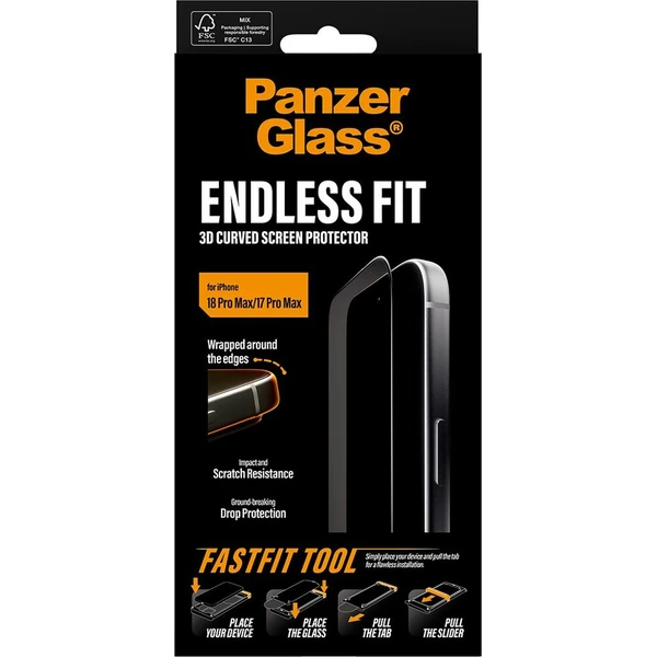 PanzerGlass 3D Endless sklo Apple iPhone 18 Pro Max/17 Pro Max s bezprašným instalačním rámečkem - Ochranné folie a skla - Obrázek d_6a422c8b034d4f458b293df5b0d3c608