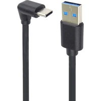 PremiumCord USB-A/USB-C napájecí kabel se zahnutým konektorem 1m černý - Kabely a redukce