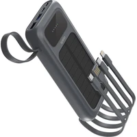 Spello ForcePack 5in1 10000mAh solární powerbanka se 4 integrovanámi kabely SP15 | šedá - Powerbanky