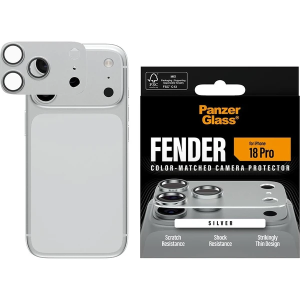 PanzerGlass FENDER hliníková ochrana fotoaparátu iPhone 18 Pro Silver (stříbrný) - Ochranné folie a skla - Obrázek d_70c39c4176a14aa5807a5711abf91a41
