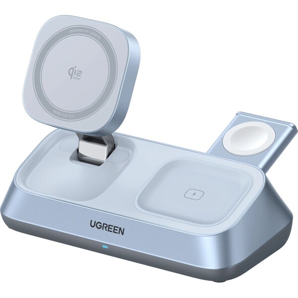 UGREEN Magflow MagSafe/Qi2.2 3v1 nabíječka (25W) světle modrá