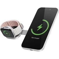 iWant UltraBase Qi2 25W 2v1 Fold kovová Mag+ bezdrátová nabíječka stříbrná - Nabíječky