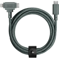 Native Union Belt Cable Duo USB-C/USB-C/Lightning kabel 1,5m, 60W zelený - Kabely a redukce