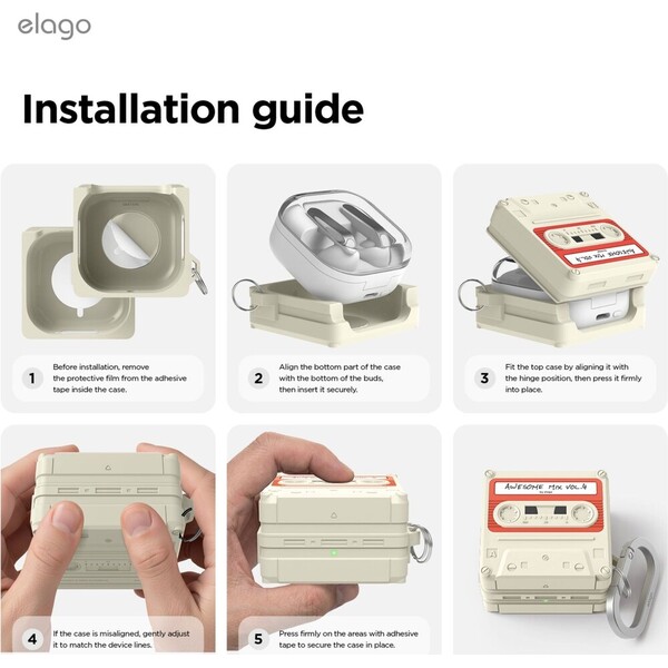 ELAGO Retro Cassette TAPE pouzdro Samsung GalaxyBuds4/Buds4 Pro béžové - Pouzdra - Obrázek d_7bd7c0a010d046a29dce3bc0321559b9