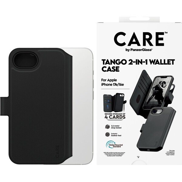 PanzerGlass® CARE Tango 2v1 Wallet MagSafe pouzdro Apple iPhone 17e/16e černé
