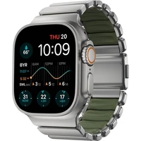 Nomad Stratos Band FKM řemínek Apple Watch 45/46/49mm Natural Titanium Forest Green - Řemínky
