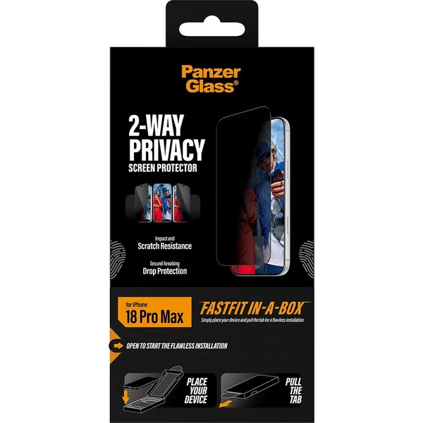 PanzerGlass Privacy sklo Apple iPhone 18 Pro Max s bezprašným instalačním boxem - Ochranné folie a skla - Obrázek d_839a59ad510246c28680dbcdf90f629e