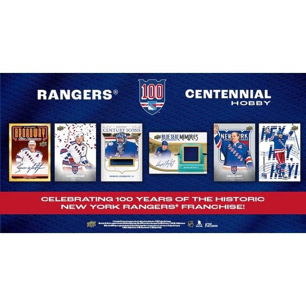 Hokejové karty 2025-26 Upper Deck New York Rangers Centennial Hobby Box - Hokejové karty - Obrázek d_854f25fc183f4d25a40f5afb420319cb