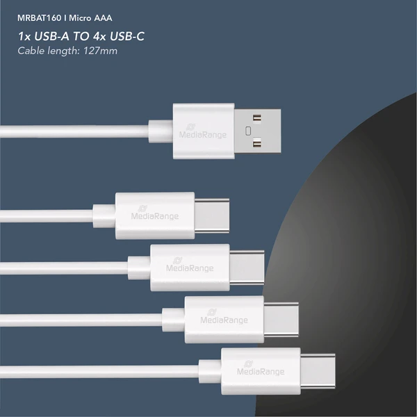 MediaRange nabíjecí USB-C Li-Ion baterie Micro AAA 1,5V 500 mAh 4ks - Baterie - Obrázek d_8bd254164de4476aaca5452b2f864412
