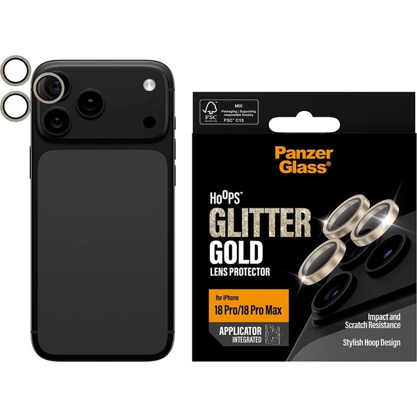 PanzerGlass Hoops ochranné kroužky Apple iPhone 18 Pro/Pro Max třpytivě zlaté - Ochranné folie a skla - Obrázek d_8ed6a599c3e942b2aff58f44f8cfa97a