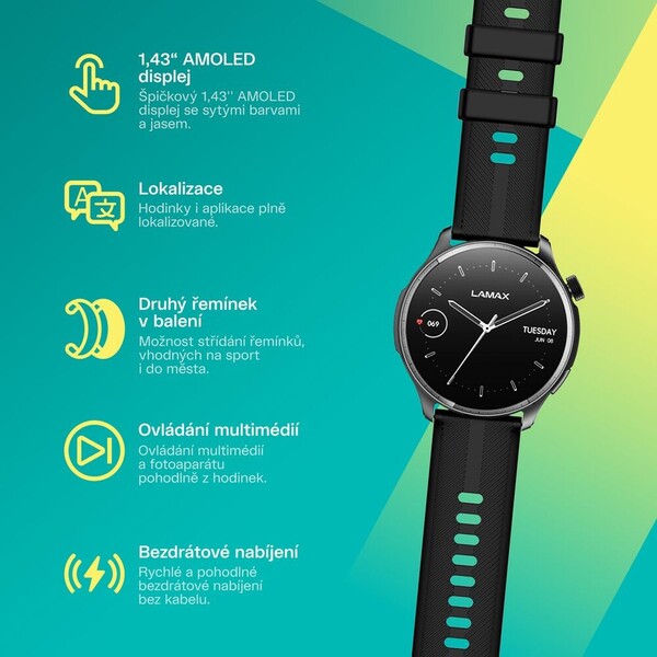 LAMAX Prism AMOLED chytré hodinky černé - Chytré hodinky - Obrázek d_97139ea1adff474996f5f836401334b5