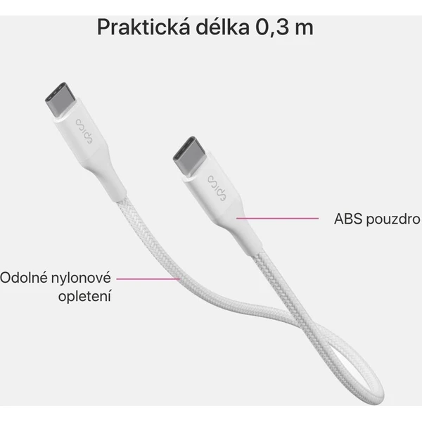 iWant by Epico opletený PD kabel 0,3m USB-C/USB-C bílý - Kabely a redukce - Obrázek d_97563f6ee63c41319a0917b3e5dedc7a