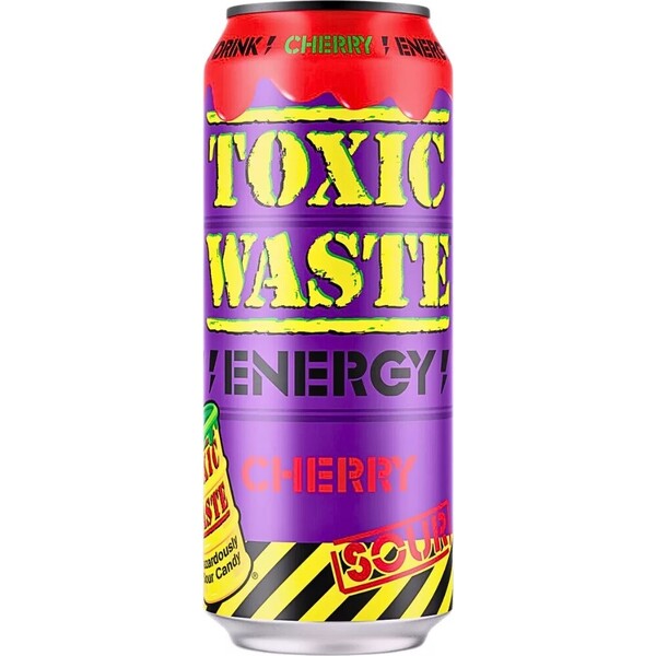 Sycená limonáda Toxic Waste Energy - Třešeň 500 ml Fialová
