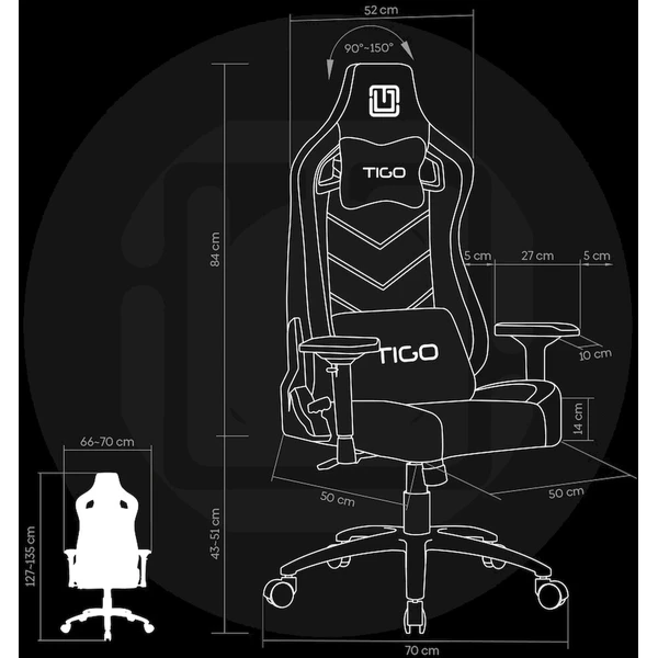 TIGO Raider herní židle šedočerná - Židle - Obrázek d_9ba1e2222f3a41638903437a60900530