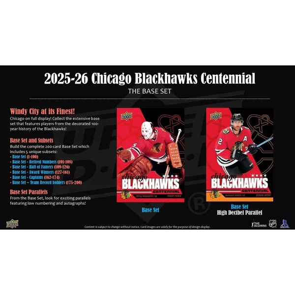 Hokejové karty 2025-26 Upper Deck Chicago Blackhawks Centennial Hobby Box - Hokejové karty - Obrázek d_a0050fb13c9c47298cfce3591e8141e3