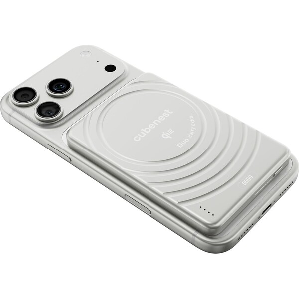 CubeNest SQ1B3D SlimDual Qi2/MagSafe powerbanka (5000 mAh) stříbrná